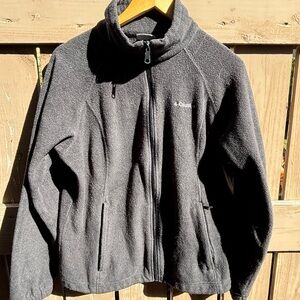 Columbia Black Zip-front Fleece Jacket Sz L